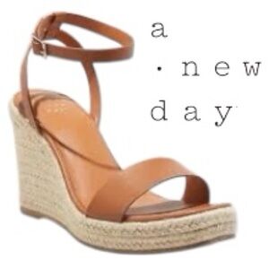 A New Day Women's Tina Cognac Wedge Sandals, 8.5
